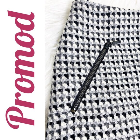 PROMOD VINTAGE HOUNDSTOOTH FAUX LEATHER MINI SKIRT GRUNGE OFFICE, SIZE 8 - Picture 5 of 12